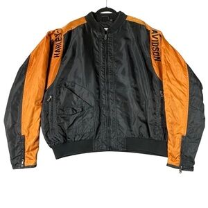 Vintage Harley-Davidson Nylon Biker Moto Bomber Motorcycle Full Zip Jacket 2XL